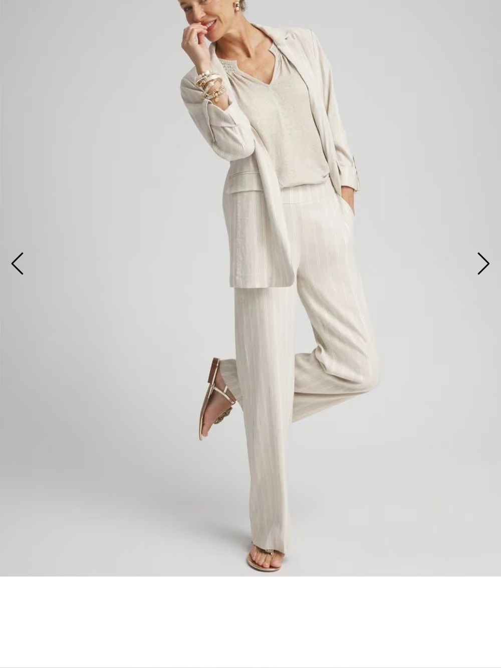 Chico's Light Cream Textured Blazer and pants.Linen blend fabric.